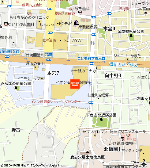 イオン盛岡南店付近の地図